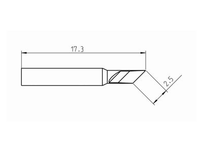 RTP 025 K MS Weller (T0050102999) - Punta saldante a coltello Ø2.5mm - Dimensioni