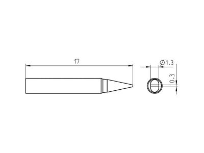 RTP 013 S Weller (T0050104499) - Punta saldante a cacciavite Ø1.3x0.3mm - Dimensioni