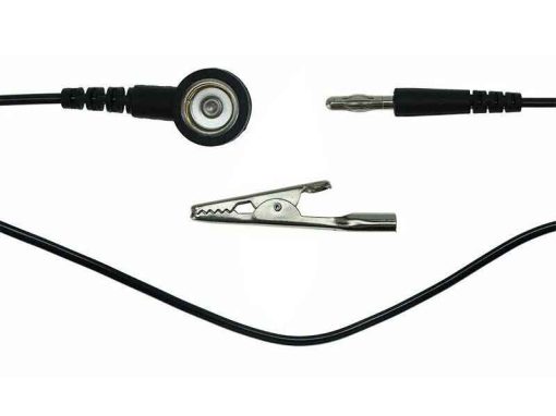 Cavo ESD di messa a terra Bottone F 10mm /Banana + Coccodrillo (3m)