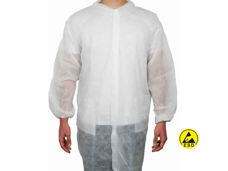 Camice antistatico in polipriopilene senza simbolo ESD Camice antistatico in polipriopilene senza simbolo ESD - Fronte