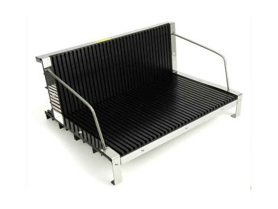 Portaschede ESD a "L" con maniglie in metallo (35 slot, 28cm)