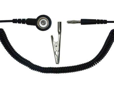 Cavo spiralato Nero per bracciale ESD Deluxe (F10mm/Banana + Coccodrillo)