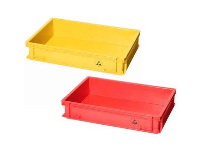 IDP-STAT 24 - Contenitore antistatico ESD dissipativo (600x400 H120 mm, Rosso/Giallo)